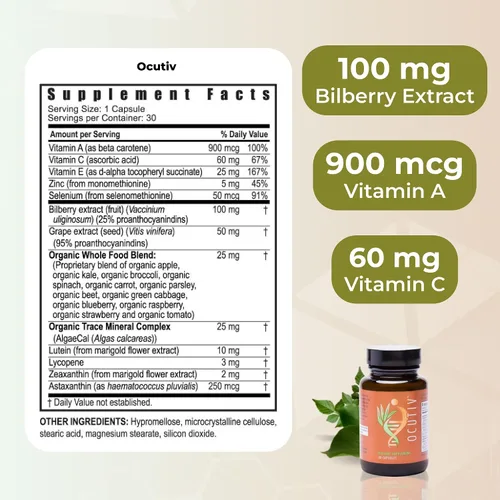 Vista 3 de Youngevity Ocutiv Suplemento para la salud ocular - 30 cápsulas - Paquete de 2