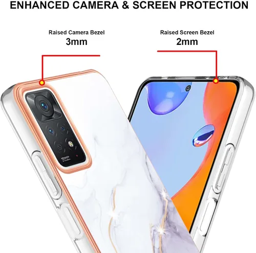 Vista 4 de Funda delgada para Xiaomi Redmi Note 11 Pro, diseño de mármol brillante IMD para niñas, cubierta protectora de pantalla y cámara para Redmi Note 11