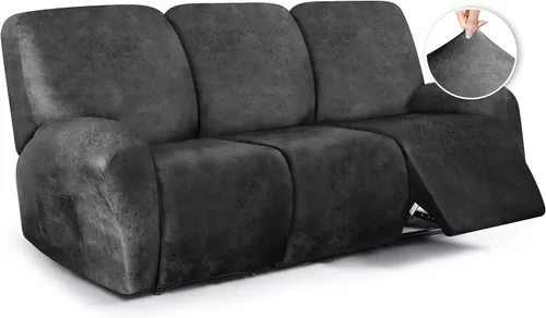 Vista 18 de ANARACHON Fundas para sillas reclinables con aspecto de cuero, funda elástica de 4 piezas, funda suave para silla reclinable, protector de muebles