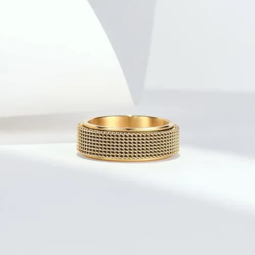 Vista 14 de King Will Anillo de ansiedad giratorio para hombre, color negro, plateado, dorado, 0.315 in, cadena de malla de alambre de acero inoxidable, malla