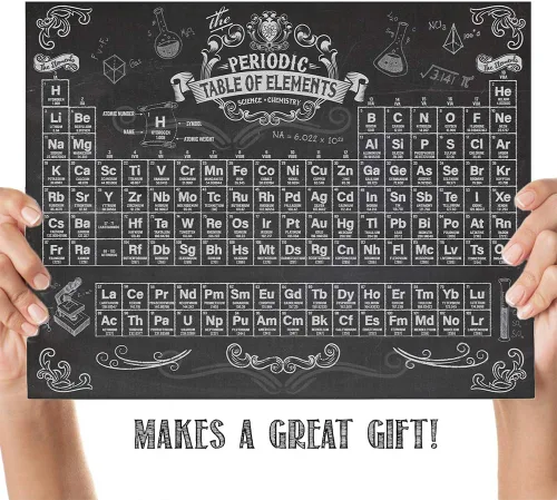 Vista 5 de Tabla periódica de elementos de 11 x 14 pulgadas, impresión sin marco, arte de pared de ciencia estilo pizarra, póster educativo de química y física
