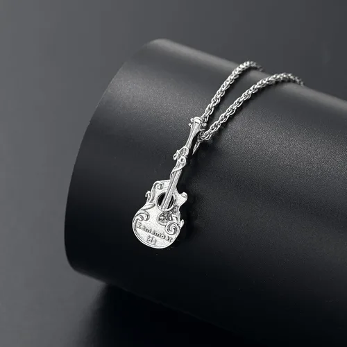 Vista 5 de Collar de urna de guitarra para cenizas, guitarra musical, recuerdo, colgantes, collar, guitarrista, amante de la música, joyería de cremación