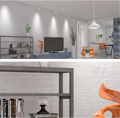Vista 8 de ECYC Ltd 1 panel de pared de espuma 3D de 23.62 x 23.62 pulgadas, autoadhesivo, impermeable, para sala de estar, dormitorio, fondo de televisión