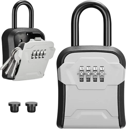 Vista 11 de Puroma Caja de Seguridad, Caja de Llaves con Cerradura de Montaje en Pared y Caja de Seguridad Portátil con Código Reiniciable, Caja de Seguridad