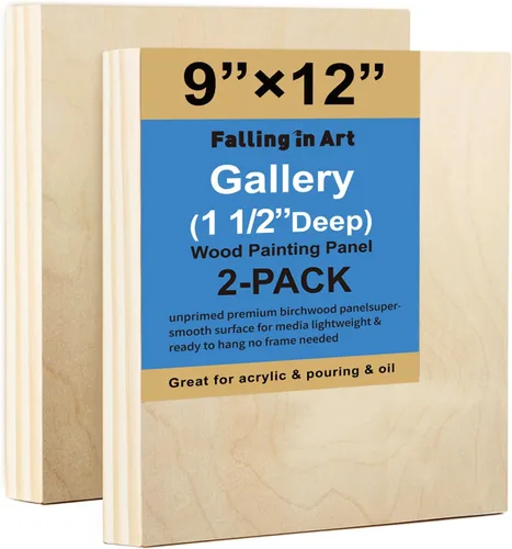 Vista 11 de Falling in Art Paquete de 2 paneles de lienzo de madera sin terminar, kit de paneles de madera de abedul de galería de 5 x 5, tablas de cuna de arte
