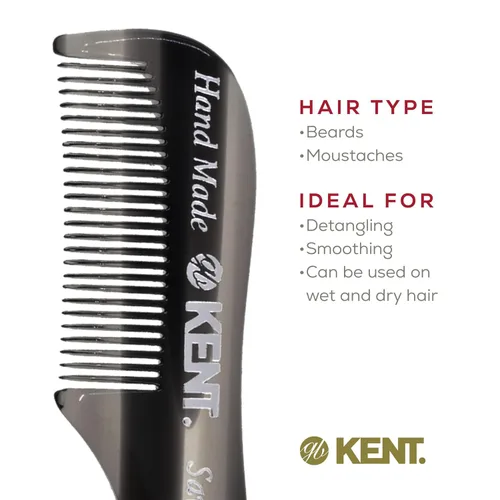 Vista 7 de Kent 81T FOT - Juego de peine de bolsillo para barba de grafito negro para hombre, kit de barba para viajes y hogar, peine para bigote para hombres