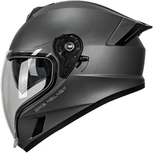 Vista 14 de Cascos de cara completa para hombre, color negro, para motocicleta, Street Bike Racing ATV con visera única, casco ligero retro de motocicleta