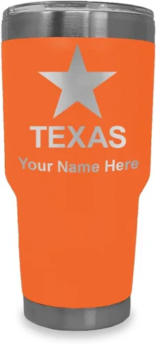 Vista 14 de LaserGram Vaso aislado al vacío de 20 onzas, bandera de Texas, grabado personalizado incluido (negro)