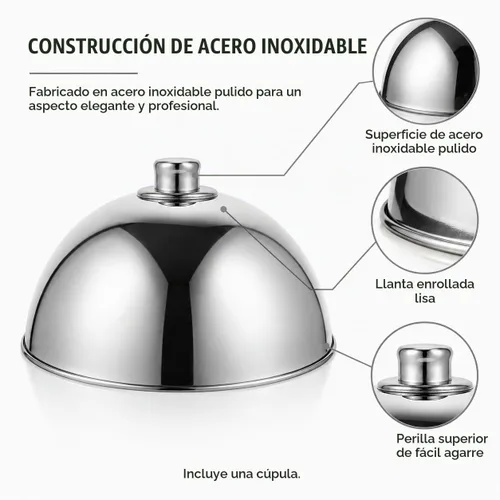 Vista 7 de Cabilock Cubierta de hilvanado de acero inoxidable de 12,5 pulgadas, cúpula