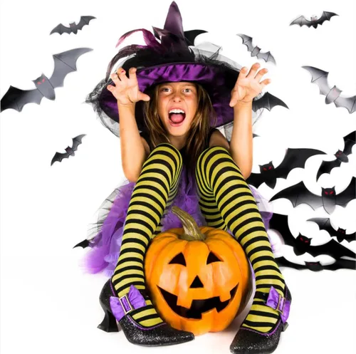 Vista 3 de 7 pares de calcetines largos a rayas por encima de la rodilla, calcetines hasta la rodilla para Halloween, cosplay, fiesta, disfraz, fiesta