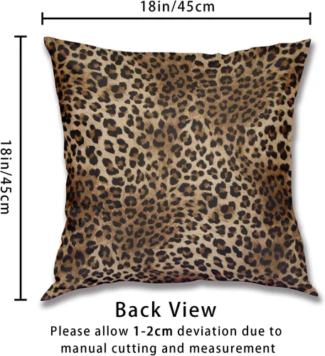 Vista 4 de Fundas de almohada marrón leopardo - 2 piezas Funda de almohada de guepardo 18x18 pulgadas Fundas de almohada de algodón con estampado de animales