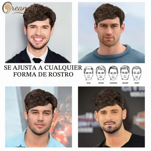 Vista 6 de Creamily - Peluca corta marrón para hombres, cabello rizado en capas de Corto - Marrón