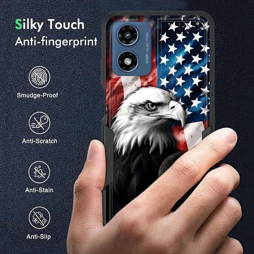 Vista 5 de para Moto G Play 4G 2024, funda de dos capas híbrida resistente y a prueba de golpes, PC duro + silicona suave protectora para Motorola Moto G Play