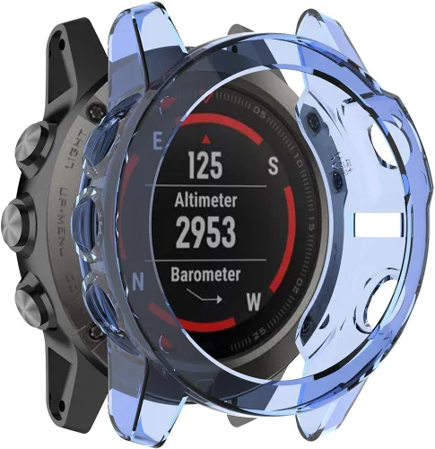 Vista 10 de REYDA Paquete de 2 fundas de reloj compatibles con Garmin Fenix 5X/5X Plus, ultrafinas y suaves de silicona TPU con borde de parachoques, resistente