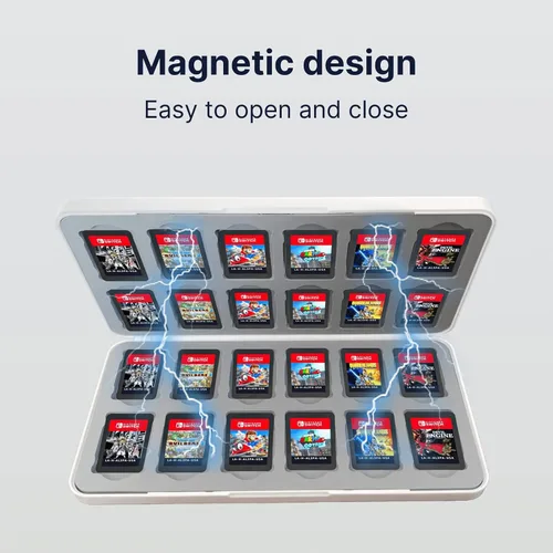 Vista 3 de WNJACO Switch Game Card Case Nintendo Switch Game & Micro SD Card, Customized Pattern Switch Lite Game Card Storage Box with 24 Game Card Slots and
