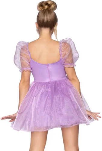 Vista 2 de Leg Avenue womens Frosted Organza Babydoll Dress With Ruffled Neckline and Puff Sleeves
