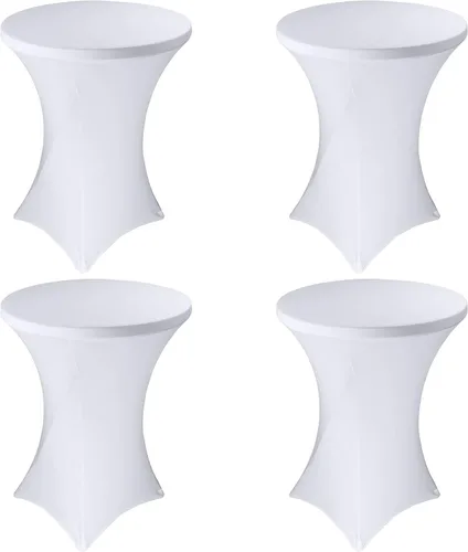 Vista 9 de Paquete de 4 manteles de elastano para mesa de cóctel de 32 x 43 pulgadas, manteles cuadrados elásticos de esquinas cuadradas, mantel redondo