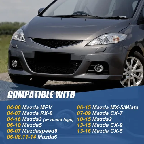 Vista 7 de Auto Dynasty Luces antiniebla para parachoques delantero con interruptor compatibles con Mazda2/3/5/6 MPV MX-5 CX-5 CX-7 RX-8 CX-9 2004-2016, lado