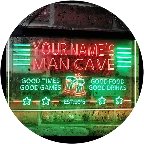 Vista 12 de ADVPRO Letrero de neón LED personalizado con texto en inglés "Man Cave Home Bar Est. Year Single Color LED Neon Sign 12 x 8.5" st4s32-x0012a-tm-b