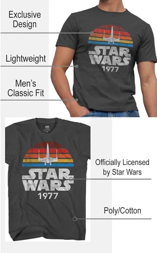 Vista 2 de STAR WARS 1977 Logo Rainbow X-Wing Camiseta para hombre