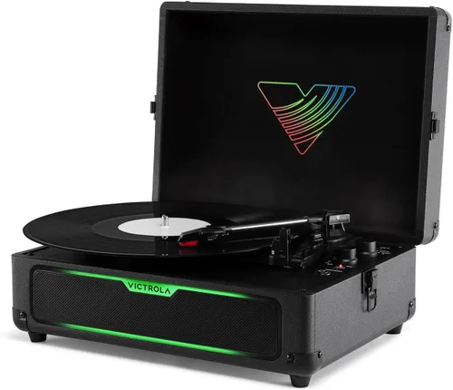 Vista 17 de Victrola Journey II (Modelo 2025) – Reproductor de Discos de Maleta Bluetooth – Altavoces Estéreo Integrados con Bajo Mejorado, Tocadiscos de 3