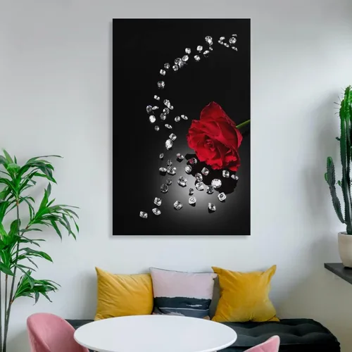 Vista 6 de Póster de rosa roja en blanco y negro, pintura en lienzo, arte de pared, sala de estar, dormitorio, decoración del hogar, mural, 12 x 18 pulgadas