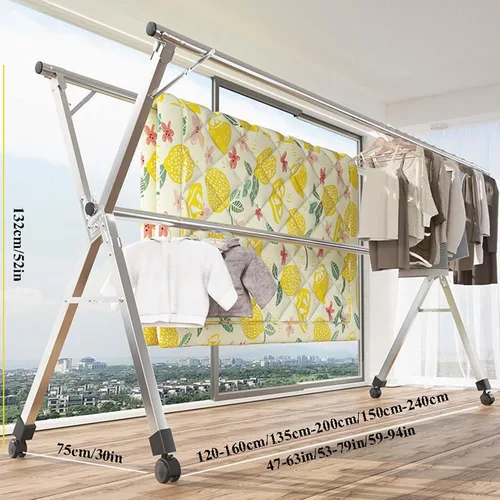Vista 7 de This Clothes Drying Rack Heavy Duty Outdoor, Adjustable and Foldable Space Saving Laundry Drying Rack, Stainless Steel Laundry Garment Dryer