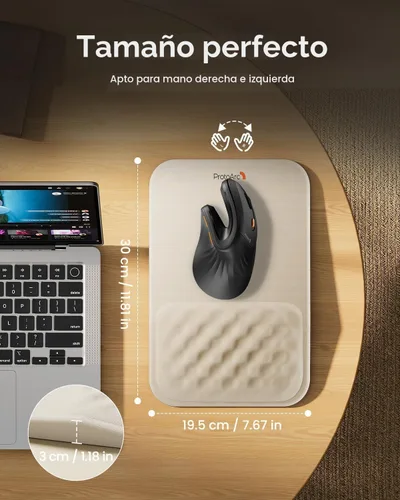 Vista 7 de ProtoArc MP50 - Alfombrilla de mouse ergonómica con reposamuñecas, alfombrilla de mouse MP50 con diseño de masaje, espuma viscoelástica suave y base