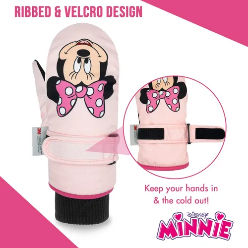 Vista 4 de Disney Guantes de Mickey Mouse para niños de 2 a 4 años, guantes impermeables para niños pequeños, guantes de nieve de Mickey para niños, guantes