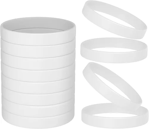 Vista 16 de Morcheiong 12 piezas de pulseras de silicona - Pulseras de goma en blanco de color negro para adultos y adolescentes, recuerdos de fiesta