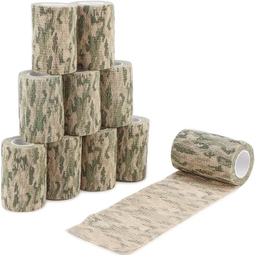 Vista 14 de DROK 4/10 Rollos de Cinta de Camuflaje Autoadhesiva, Vendaje de Camuflaje para Deportes al Aire Libre, Escalada, Camping, 2/3 Pulgadas x 4.5 Metros