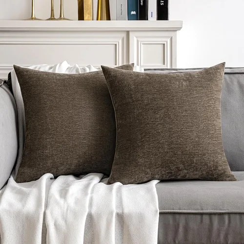 Vista 27 de MIULEE - Pack de 2 fundas de almohada decorativas beige de 16x16 pulgadas, cojines suaves de chenilla para sofá, fundas de cojín de estilo casa