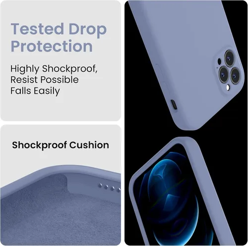 Vista 4 de FireNova Funda diseñada para iPhone 12 Pro Max, funda de silicona mejorada protección de cámara con forro de microfibra suave antiarañazos, 6.7