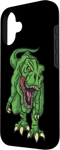 Vista 2 de iPhone 16 Green Dinosaur Illustration For Kids Cartoon Dino Case