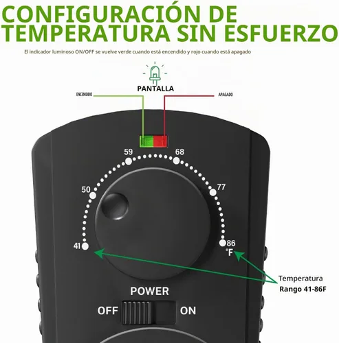 Vista 6 de EconoHome - Termostato ajustable universal con enchufe para calefacción y refrigeración - Compatible con la mayoría de los calentadores de pared