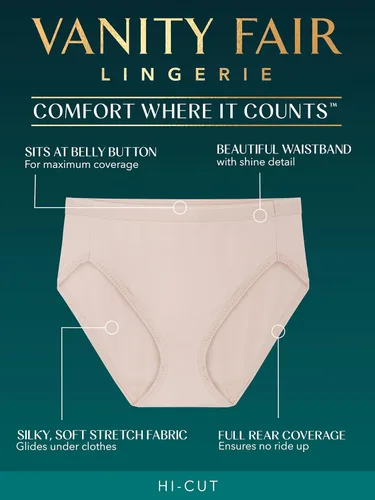 Vista 2 de Vanity Fair Bragas para mujer Comodidad donde importa sin subidas