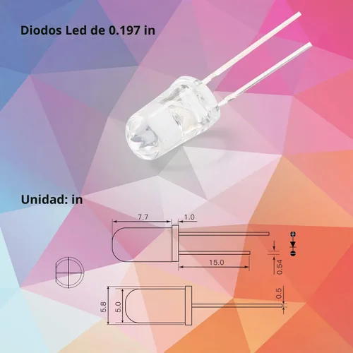 Vista 3 de Novelty Place 100 luces LED blancas de diodo de 0.197 pulgadas – Bombillas LED de diodo emisor de luz DC 3 V 20 mA – Kit de iluminación de Blanco