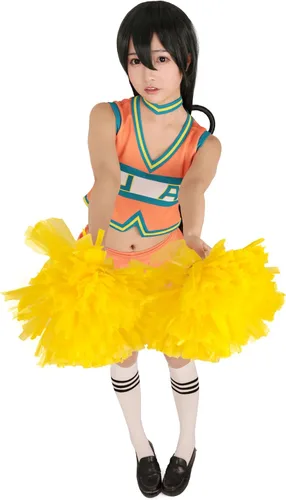 Vista 5 de miccostumes Uniforme de animación de héroe de anime para mujer con pompones, disfraz de animadora