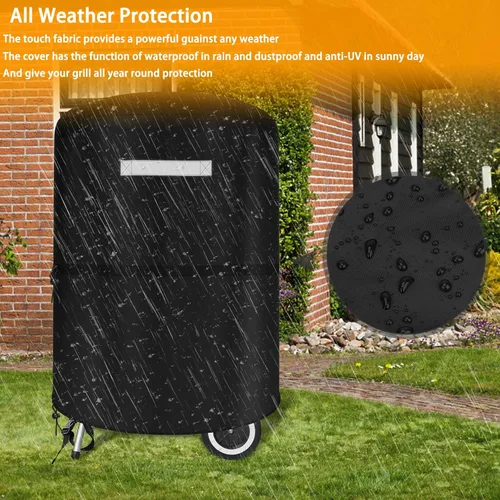 Vista 5 de Cubierta redonda para parrilla Weber de 22 pulgadas al aire libre impermeable para parrillas de carbón Kettle - Cubiertas para parrilla de carbón