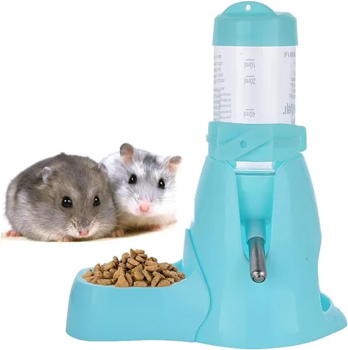 Vista 2 de Guardians Botella de agua de hámster, botella automática para beber Little Pet con base de contenedor de alimentos, choza, botellas de alimentación