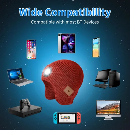 Vista 15 de Gorro Bluetooth con auriculares ligeros e inalámbricos, micrófono integrado y altavoces estéreo mejorados con música