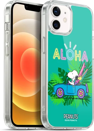 Vista 127 de Head Case Designs Funda de gel suave con licencia oficial de Peanuts Tropical Surf Snoopy Aloha Disco compatible con Apple iPhone 13 Mini Surf
