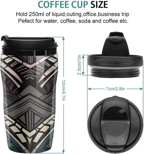 Vista 2 de Art Deco Geometric Pattern Coffee Cup Hot Coffee Travel Mug Reusable Iced Coffee Cups Double Heat Insulation Coffee Mug with Leak-Proof Lid Stylish