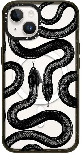 Vista 175 de CASETiFY Impact - Funda para iPhone 13 [protección contra caídas de 6.6 pies/compatible con Magsafe] Black Kingsnake, color negro transparente