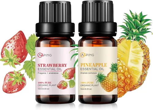 Vista 20 de Aceites esenciales de manzana y cereza, aceites vegetales naturales 100% puros y orgánicos para difusor, aroma, spa, masaje, yoga, perfume, 2 x 0.3