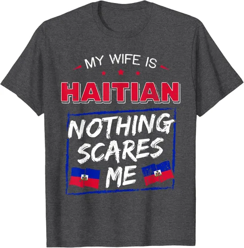 Vista 28 de My Wife Is Haitian Republic of Haiti Heritage Roots - Camiseta con bandera, Negro, S