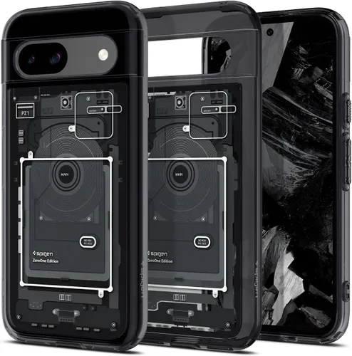 Vista 27 de Spigen Carcasa ultra híbrida para Pixel 8a, transparente Anti-Yellowing Resin, Air Cushion Technology, Military-Grade Drop Protection, Raised