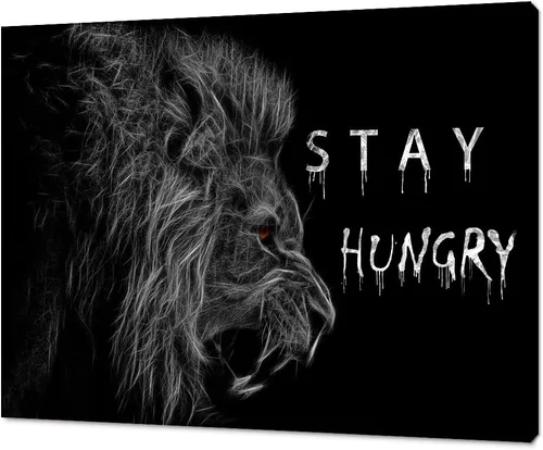 Vista 34 de Inspirational Hustle Wall Art - Lion Head withEncouraging Quotes Canvas Print Motivational Wall Decor, Black and White Office Picturtes Success