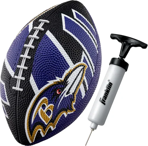 Vista 37 de Franklin Sports NFL Team Footballs - Rubber Youth Mini Balls for All Teams - Kids 8.5" Football + Air Pump Sets - Official NFL Licensed