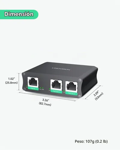 Vista 8 de LINOVISION Interruptor de paso PoE Gigabit de 2 puertos y extensor PoE